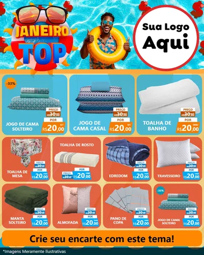 Modelo de Rede Social para Feed Instagram com o tema Janeiro Top para Cama, Mesa e Banho