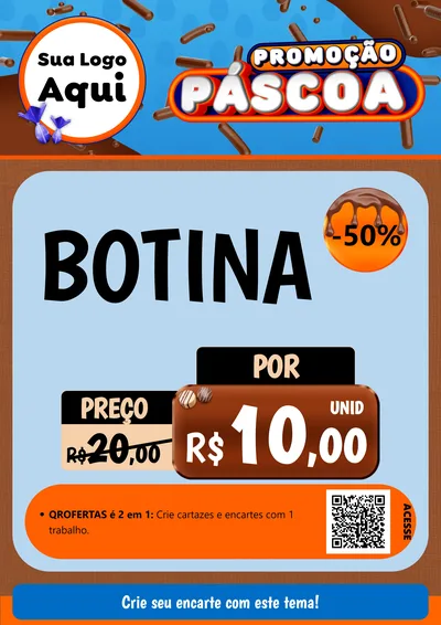 Modelo de Cartaz para Cartaz A4 Vertical com o tema Promoção Páscoa para Agropecuária