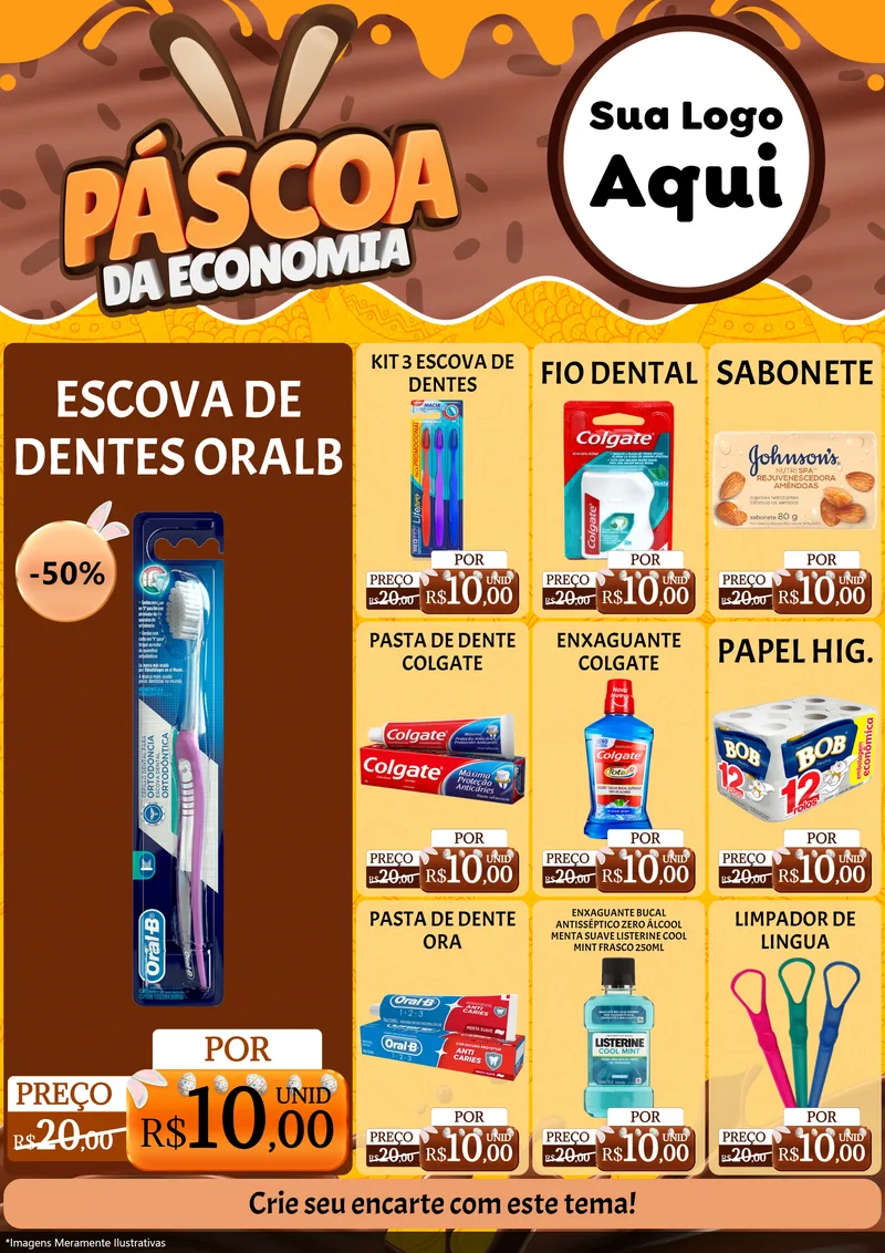 Modelo de Encarte para Encarte A4 Vertical com o tema Páscoa da Economia para Higiene Pessoal