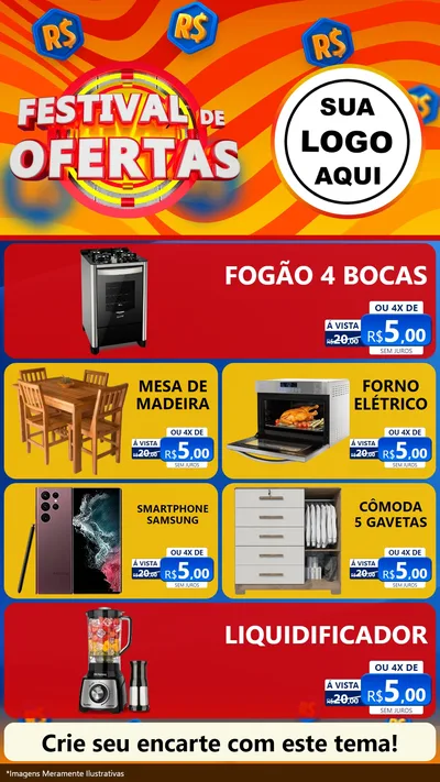 Modelo de TV para TV Vertical com o tema Festival de Ofertas para Móveis e Eletro