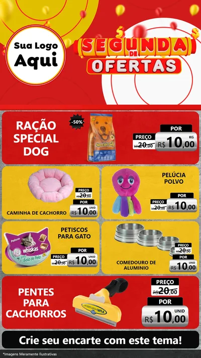 Modelo de TV para TV Vertical com o tema Segunda de Ofertas para Pet Shop