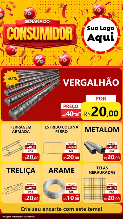 Modelo de Rede Social para Stories com o tema Semana do Consumidor para Ferragens