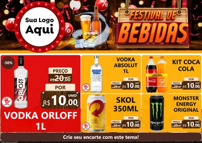 Modelo de Encarte para Encarte A4 Horizontal com o tema Festival de Bebidas para Distribuidora de bebidas