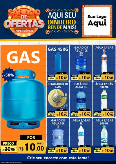 Modelo de Encarte para Encarte A4 Vertical com o tema Sábado de Ofertas Imperdíveis para Água e gás