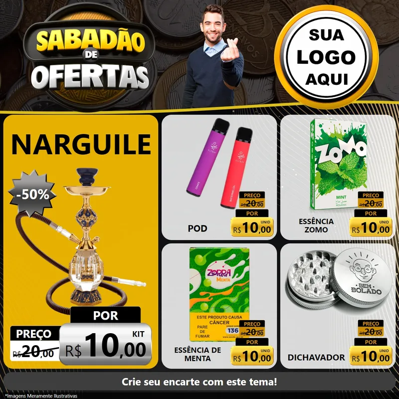 Modelo de Rede Social para Feed Facebook com o tema Sabadão de Ofertas para Tabacaria