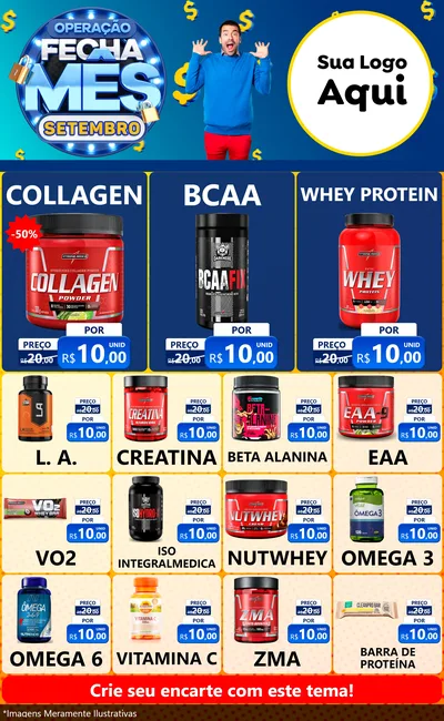 Modelo de Encarte para Encarte Grande com o tema Operação Fecha Mês Setembro para Suplementos alimentares