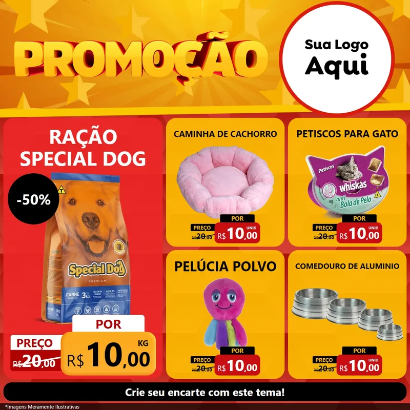 Modelo de Rede Social para Feed Facebook com o tema Promoção para Pet Shop