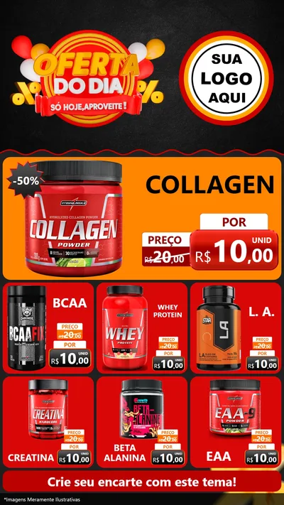 Modelo de Rede Social para Stories com o tema Oferta do Dia - Só hoje, Aproveite! para Suplementos alimentares