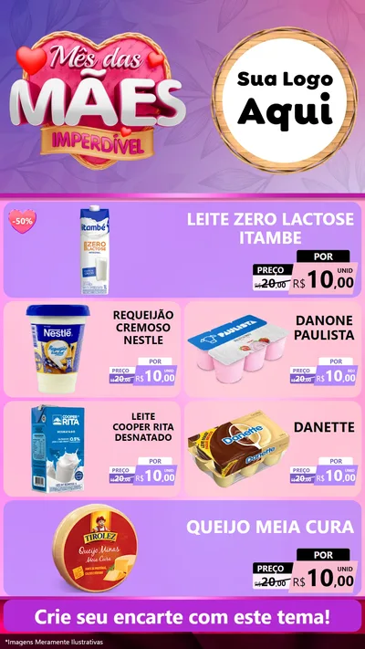 Modelo de TV para TV Vertical com o tema Mês das Mães Imperdível para Frios e Laticínios