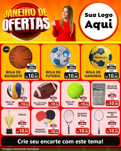 Modelo de Rede Social para Feed Instagram com o tema Janeiro de Ofertas para Artigos Esportivos