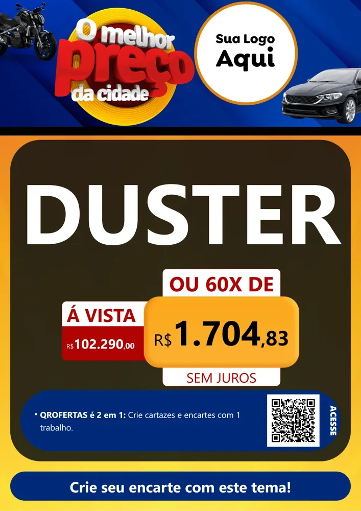 Modelo de Cartaz para Cartaz A4 Vertical com o tema O Melhor Preço da Cidade - Auto e Motopeças para Concessionaria de Carros