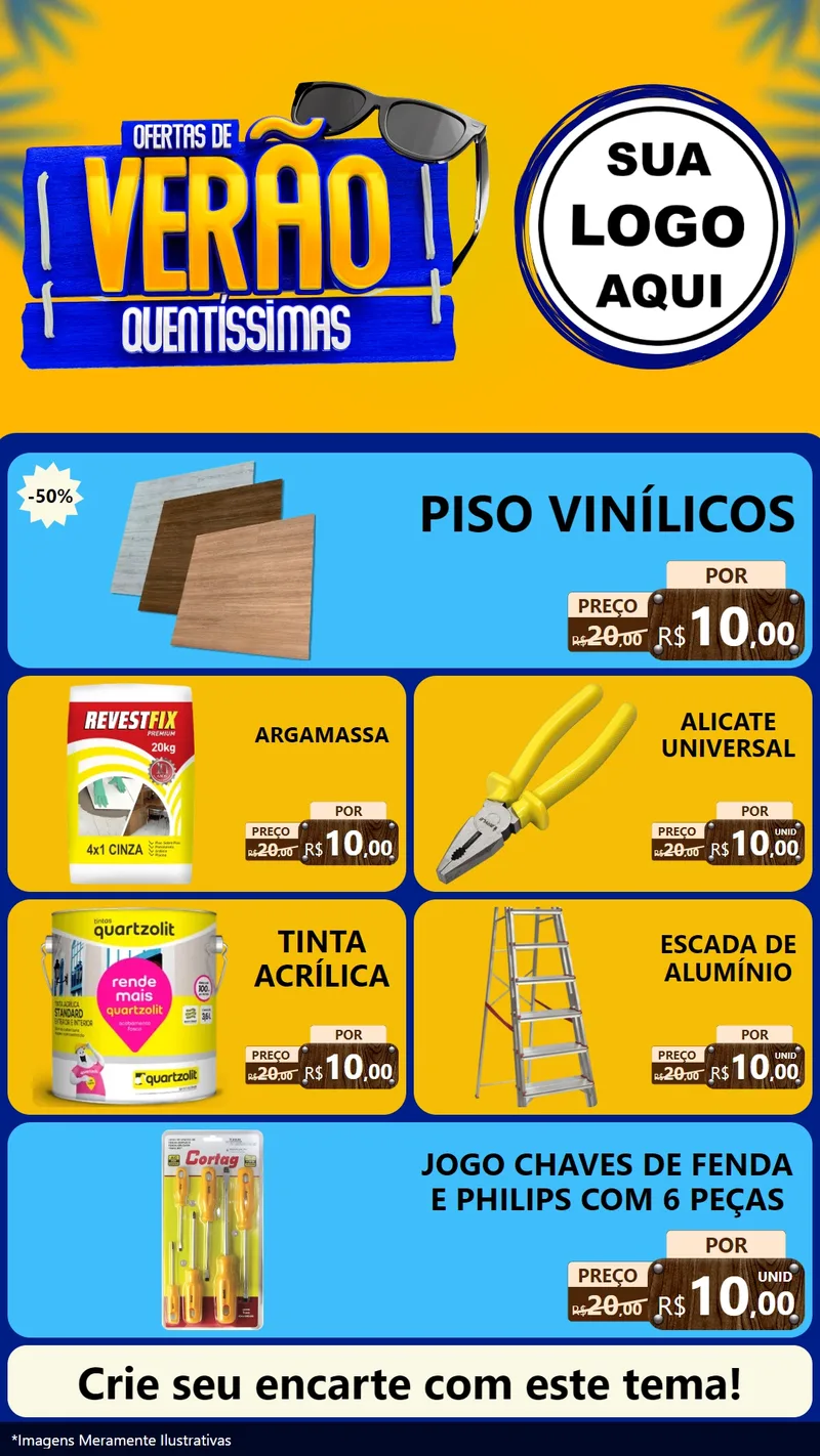 Modelo de TV para TV Vertical com o tema Ofertas de Verão Quentíssimas para Material para Construção