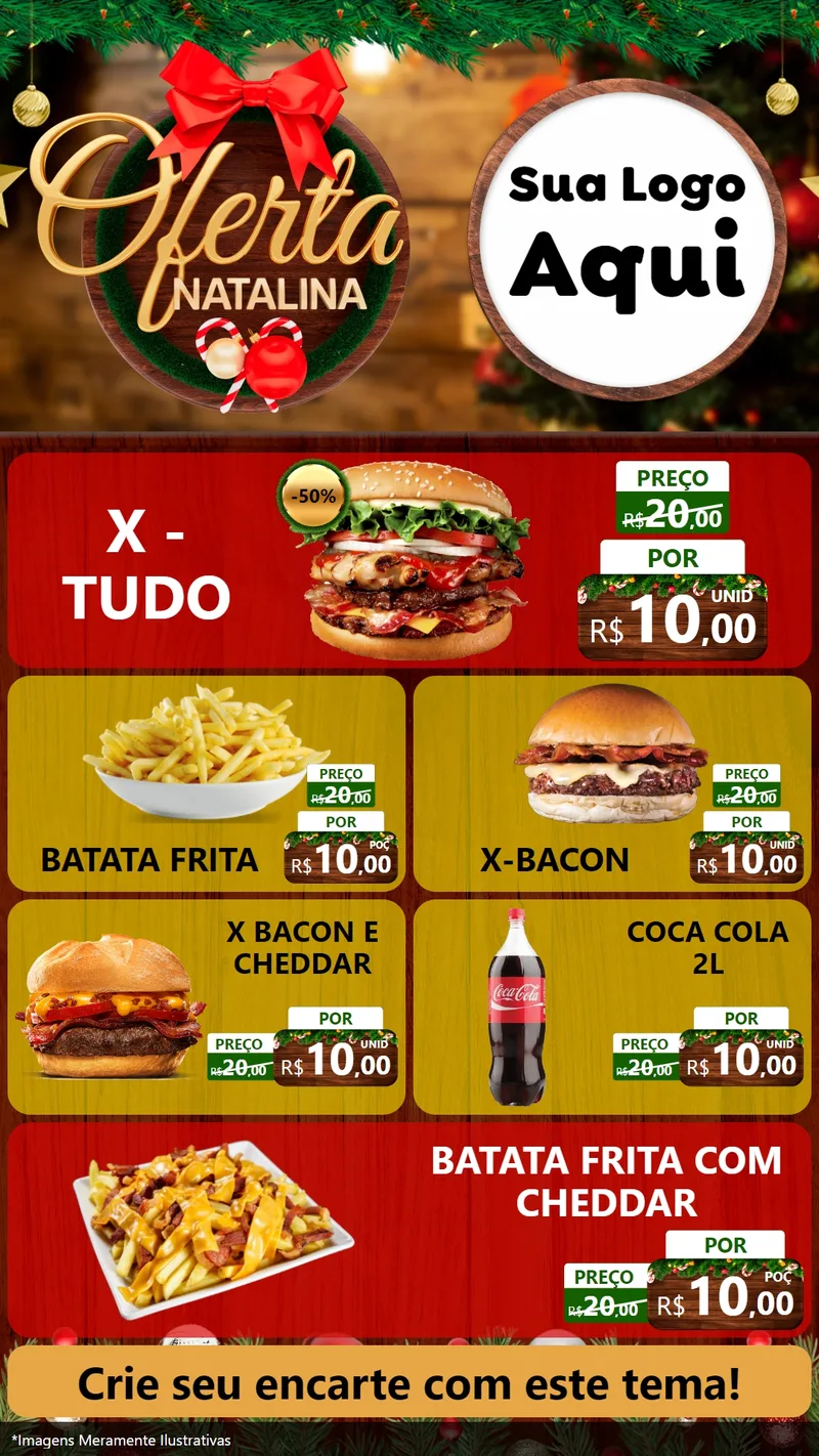 Modelo de TV para TV Vertical com o tema Ofertas Natalina para Hamburgueria