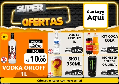 Modelo de Encarte para Encarte A4 Horizontal com o tema Super Ofertas para Distribuidora de bebidas