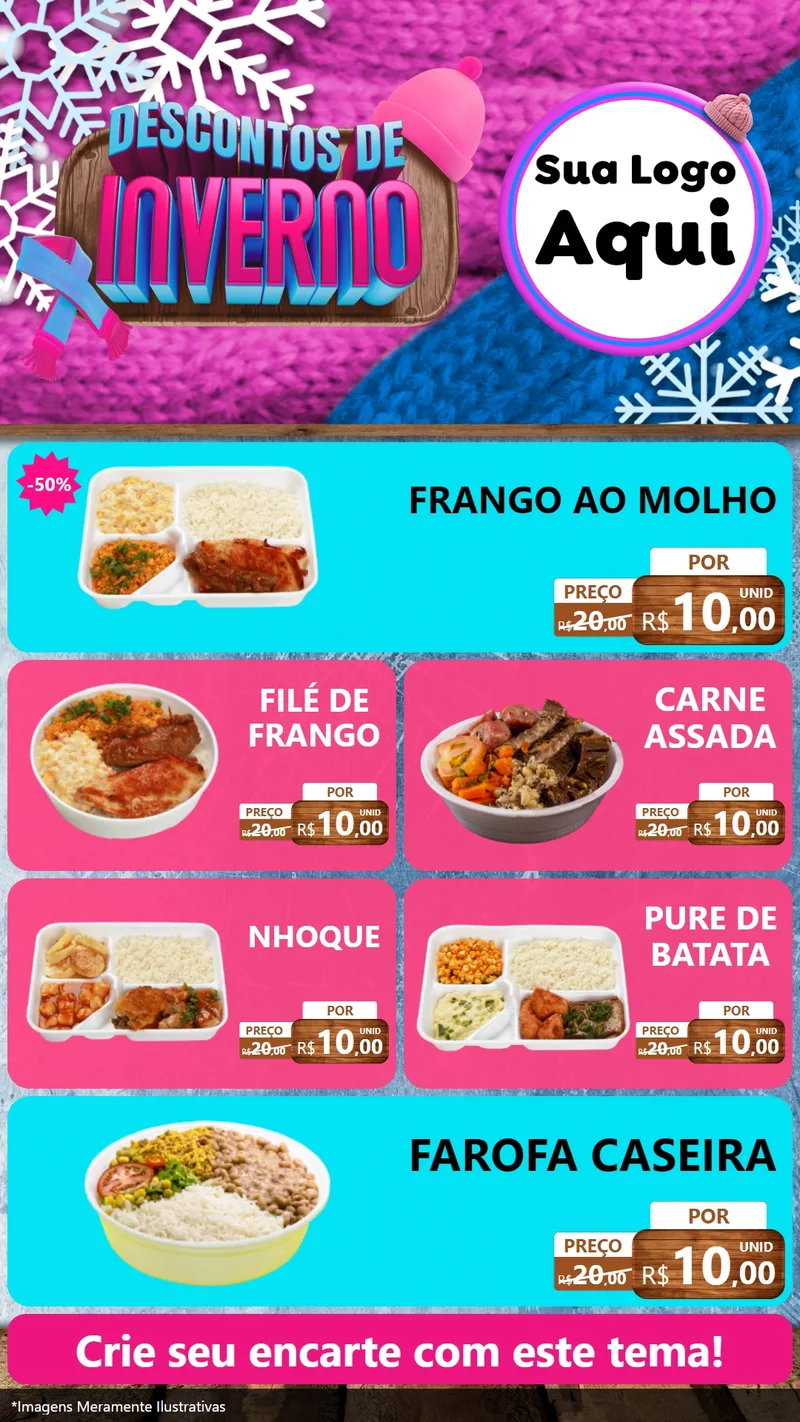 Modelo de TV para TV Vertical com o tema Descontos de Inverno para Restaurante