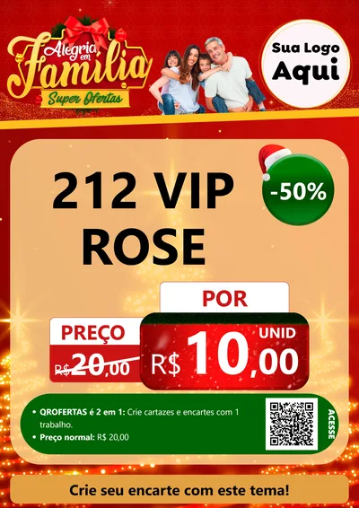 Modelo de Cartaz para Cartaz A4 Vertical com o tema Alegria em Família Super Ofertas - Natal para Perfumes