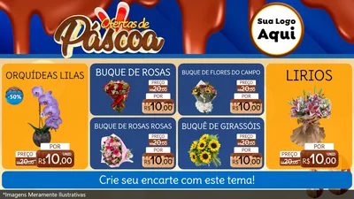 Modelo de TV para TV Horizontal com o tema Ofertas de Páscoa para Floricultura e jardim