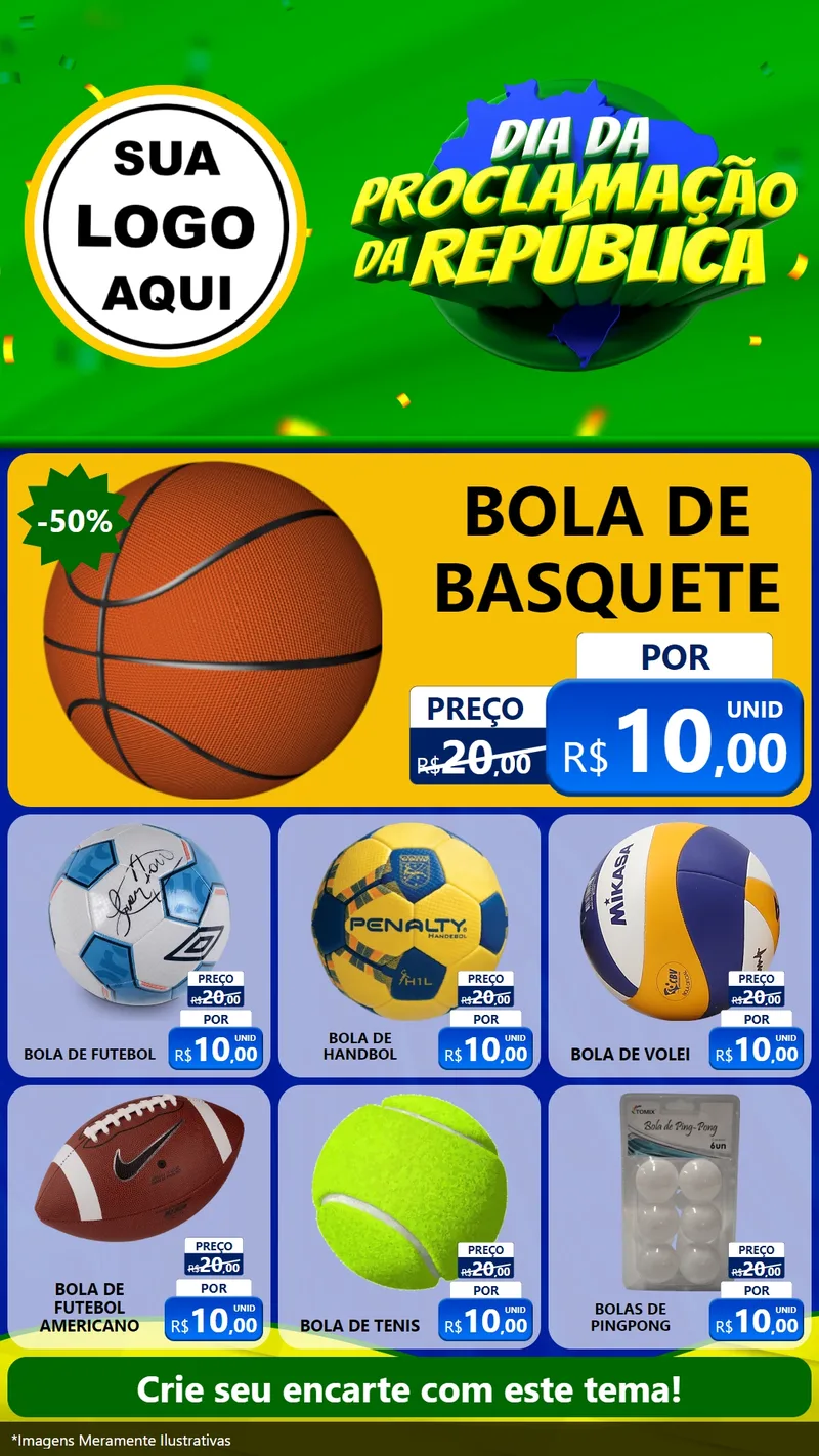 Modelo de Rede Social para Stories com o tema Dia Da Proclamação Da República para Artigos Esportivos