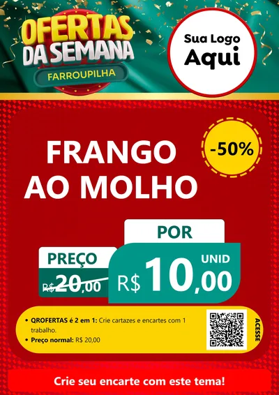 Modelo de Cartaz para Cartaz A4 Vertical com o tema Ofertas da Semana Farroupilha para Restaurante