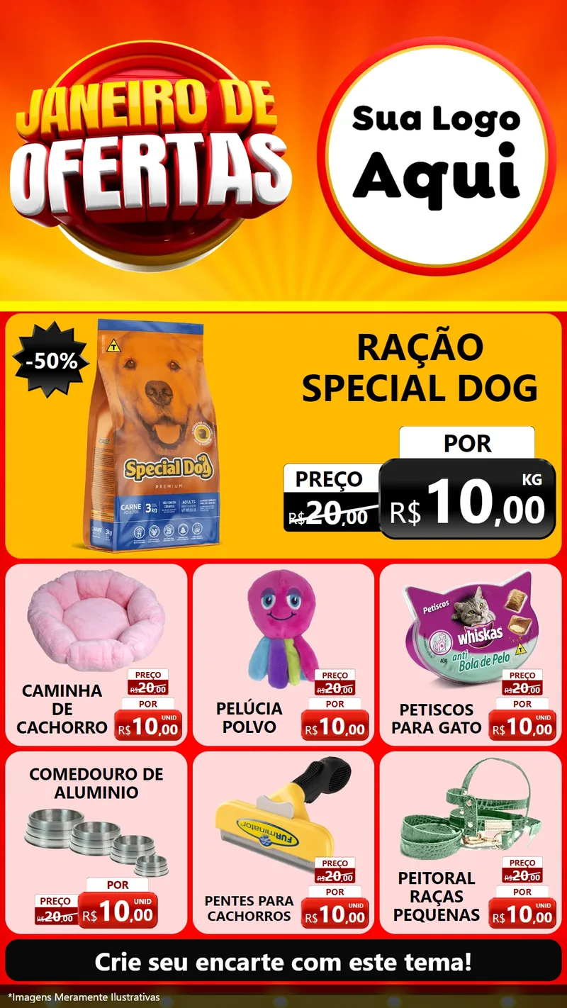 Modelo de Rede Social para Stories com o tema Janeiro de Ofertas para Pet Shop