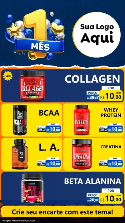 Modelo de TV para TV Vertical com o tema Um Mês de Aniversário para Suplementos alimentares