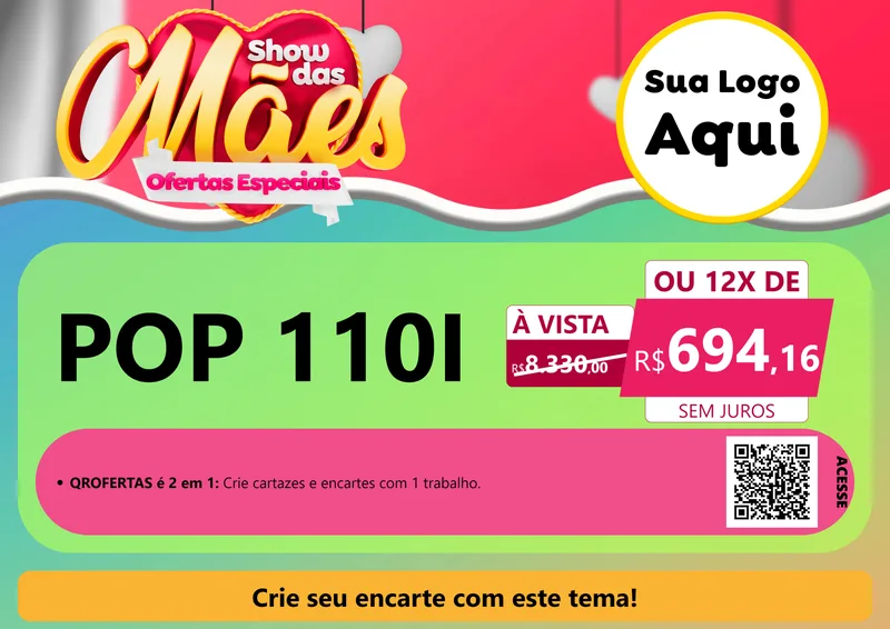 Modelo de Cartaz para Cartaz A4 Horizontal com o tema Show das Mães - Ofertas Especiais para Concessionaria de Motos