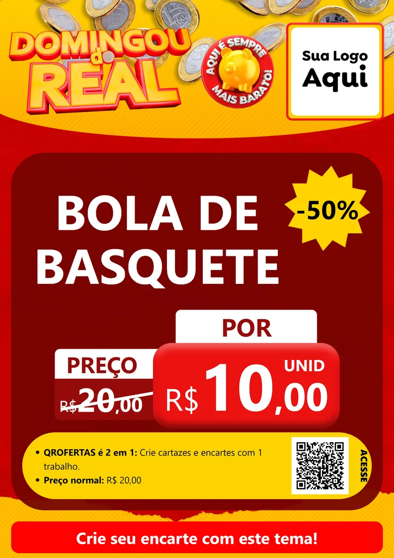 Modelo de Cartaz para Cartaz A4 Vertical com o tema Domingou do Real para Artigos Esportivos
