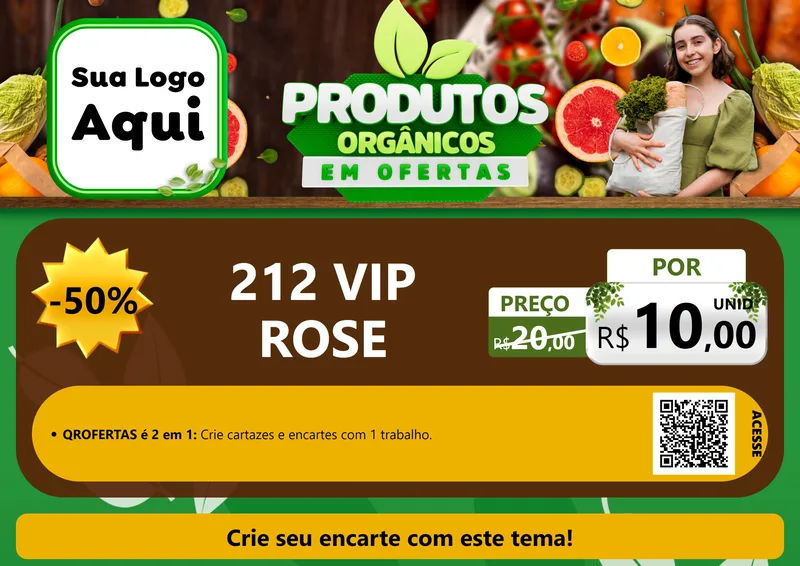 Modelo de Cartaz para Cartaz A4 Horizontal com o tema Produtos Orgânicos em Ofertas para Perfumes