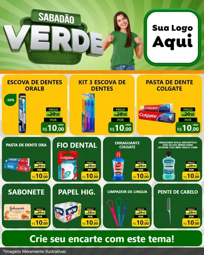 Modelo de Rede Social para Feed Instagram com o tema Sabadão Verde para Higiene Pessoal