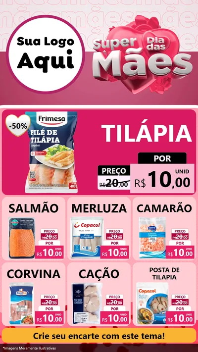 Modelo de Rede Social para Stories com o tema Super Dia Das Mães para Peixaria
