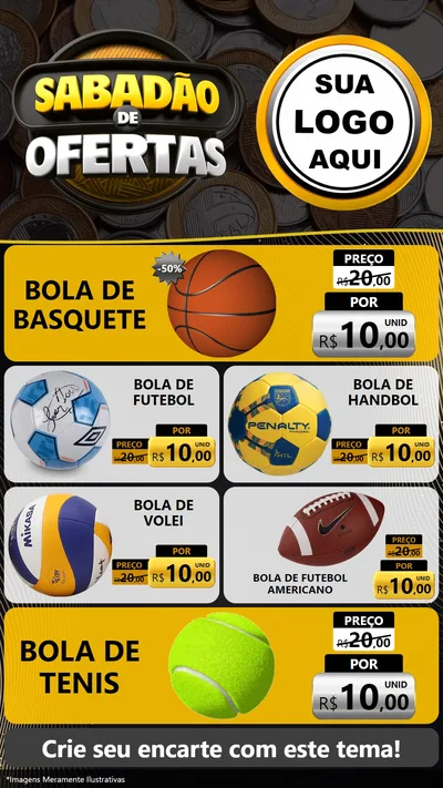 Modelo de TV para TV Vertical com o tema Sabadão de Ofertas para Artigos Esportivos
