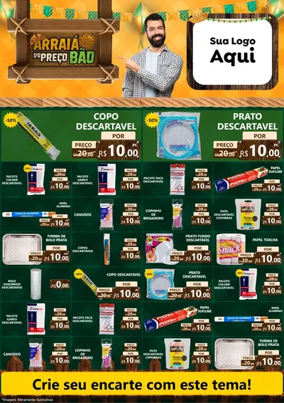 Modelo de Encarte para Encarte A4 Vertical com o tema Arraiá do preço bão para Embalagens