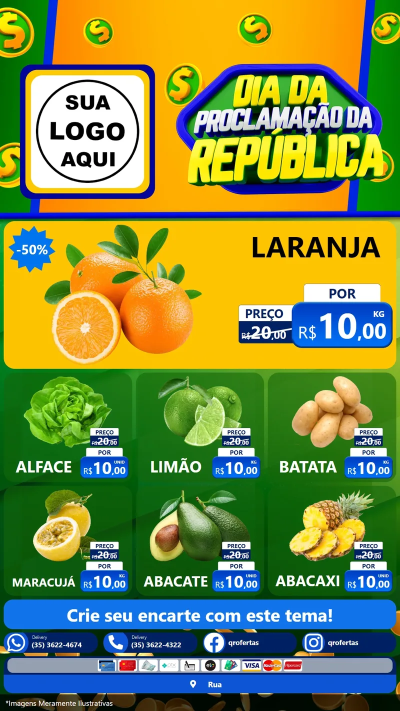 Modelo de Rede Social para Stories com o tema Dia Da Proclamação da República para Hortifrúti