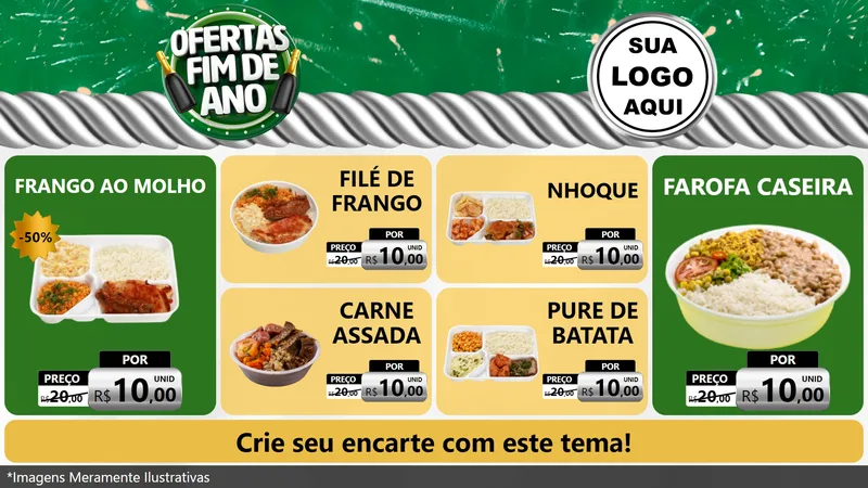 Modelo de TV para TV Horizontal com o tema Ofertas Fim de Ano para Restaurante