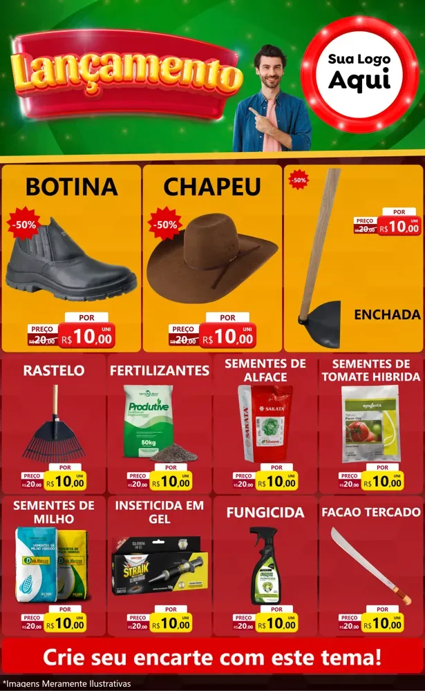 Modelo de Encarte para Encarte Grande com o tema Lançamento para Agropecuária