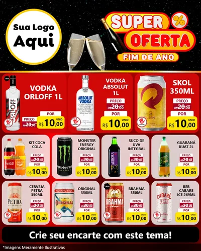 Modelo de Rede Social para Feed Instagram com o tema Super Oferta Fim de Ano para Distribuidora de bebidas