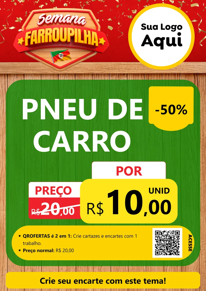 Modelo de Cartaz para Cartaz A4 Vertical com o tema Semana Farroupilha para Auto peças