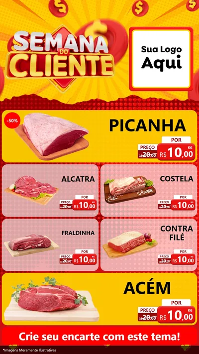 Modelo de TV para TV Vertical com o tema Semana do Cliente para Açougue
