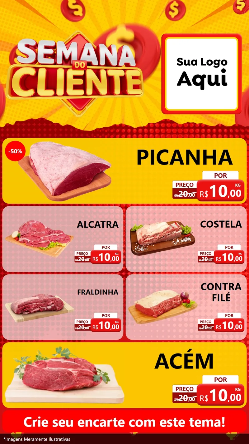 Modelo de TV para TV Vertical com o tema Semana do Cliente para Açougue