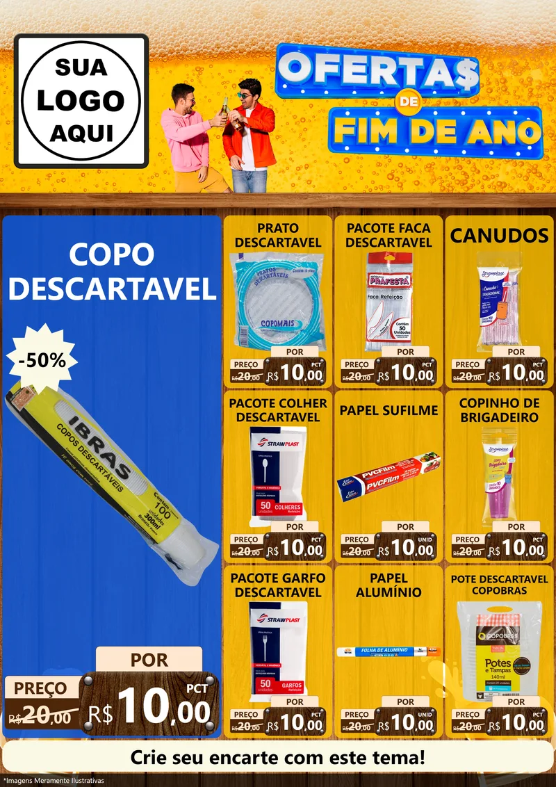 Modelo de Encarte para Encarte A4 Vertical com o tema Ofertas de Fim de Ano para Embalagens