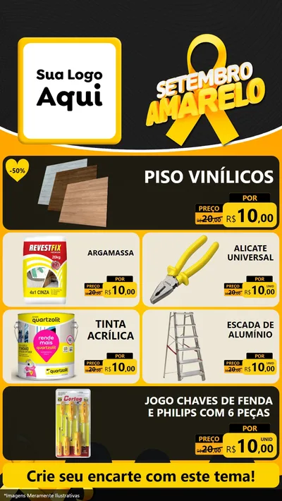 Modelo de TV para TV Vertical com o tema Setembro Amarelo para Material para Construção