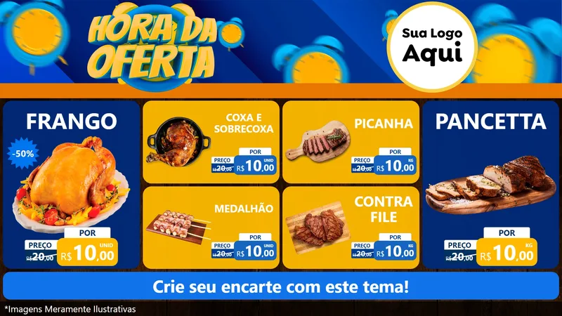Modelo de TV para TV Horizontal com o tema Hora da Oferta para Assados