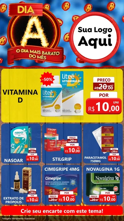 Modelo de Rede Social para Stories com o tema Dia A - O Dia Mais Barato Do Mês para Farmácia
