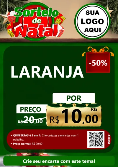 Modelo de Cartaz para Cartaz A4 Vertical com o tema Sorteio de Natal para Hortifrúti