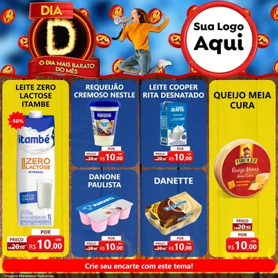Modelo de Rede Social para Feed Facebook com o tema Dia D - O Dia Mais Barato Do Mês para Frios e Laticínios