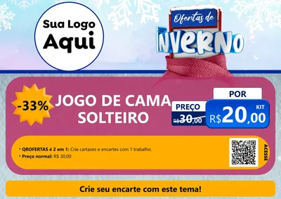 Modelo de Cartaz para Cartaz A4 Horizontal com o tema Ofertas de Inverno para Cama, Mesa e Banho