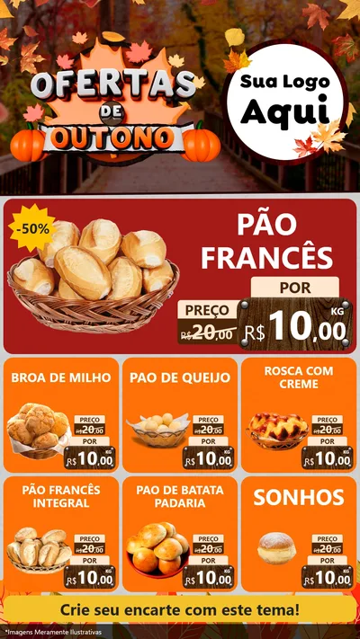 Modelo de Rede Social para Stories com o tema Ofertas de Outono para Padaria