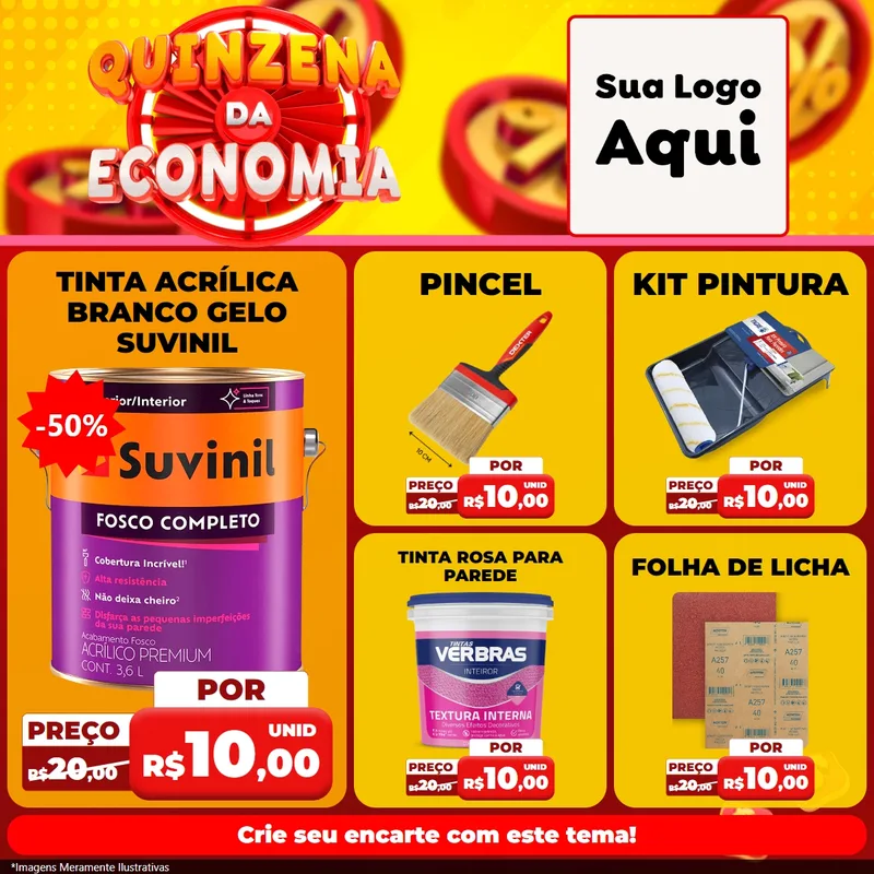 Modelo de Rede Social para Feed Facebook com o tema Quinzena Da Economia para Tintas e Ferramentas
