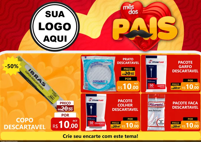 Modelo de Encarte para Encarte A4 Horizontal com o tema Mês Dos Pais para Embalagens