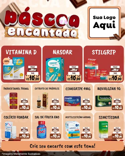 Modelo de Rede Social para Feed Instagram com o tema Páscoa Encantada para Farmácia
